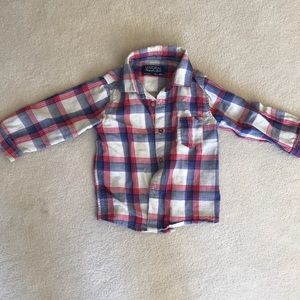 Mayoral Boys Button Down - Red, Cream and Blue